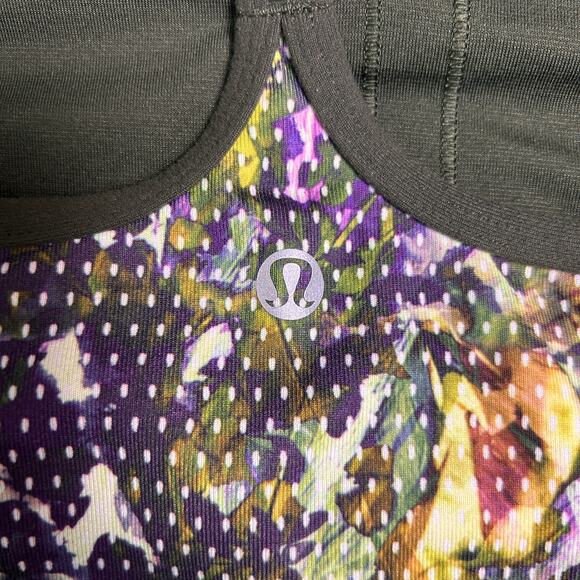 Lululemon Power Y Tank Womens 2 Shelf Bra Fall Floral Multicolor Stretch Active - Picture 5 of 9